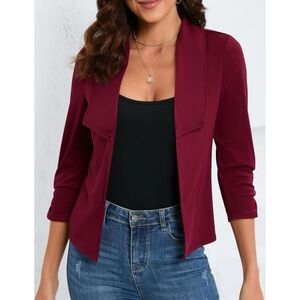 New with tags! Womens Medium Burgundy Wine Open Front Cropped Cardigan